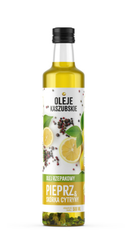 Olej Kaszubski rzepakowy rafinowany pieprz i cytryna 500ml