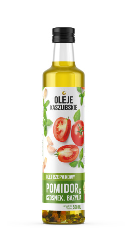 Olej Kaszubski rzepakowy rafinowany pomidor czosnek bazylia 500ml