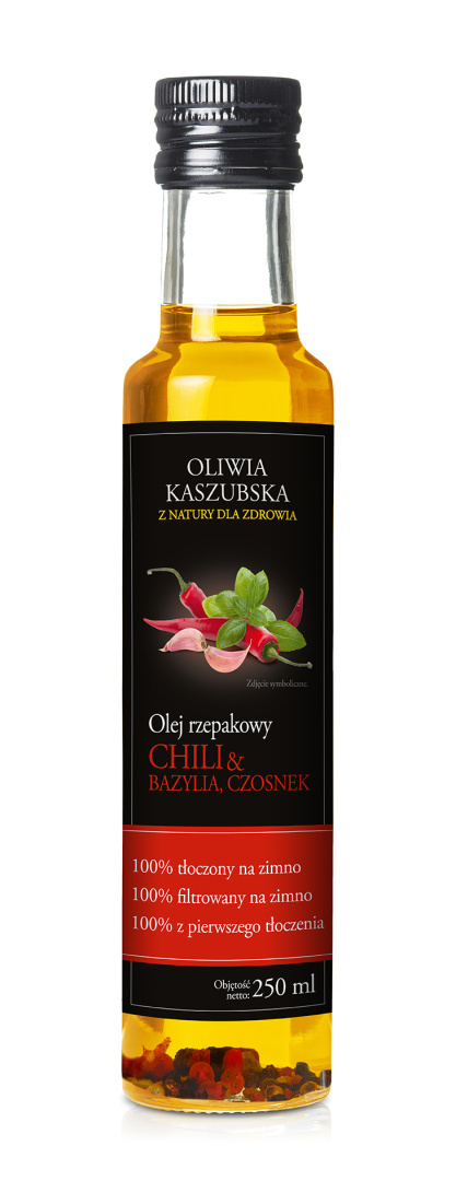 olej rzepakowy tłoczony na zimno chili czosnek bazylia 250ml olej rzepakowy tłoczony na zimno chili czosnek bazylia 250ml